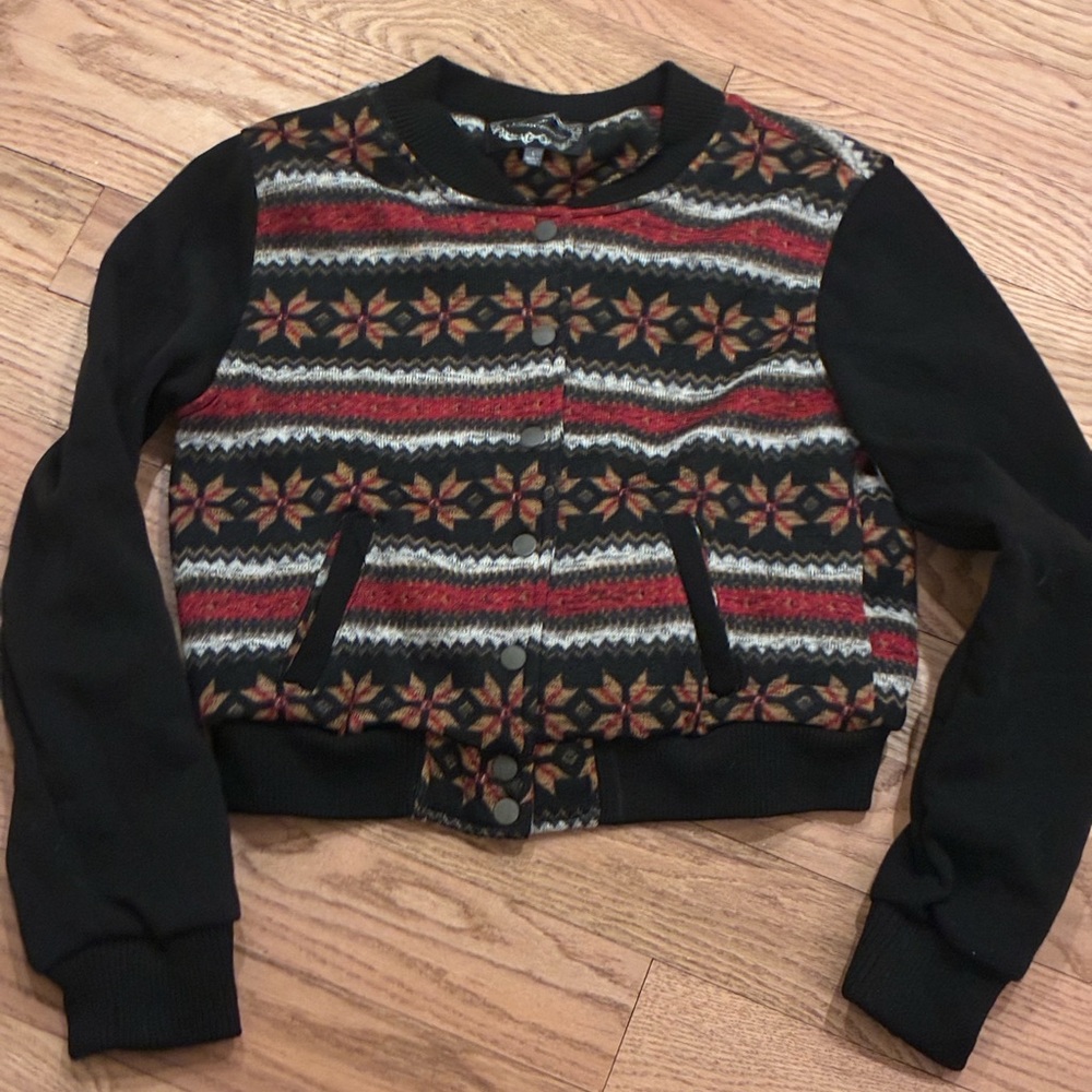 Ambiance Black and Red Patterned Jacket